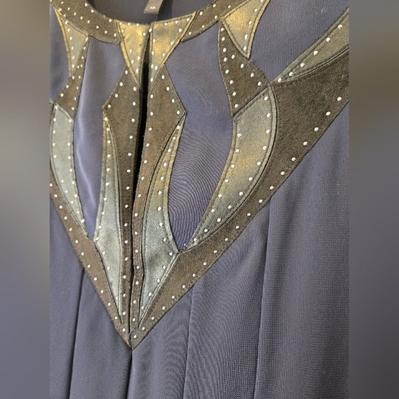 BCBG Max Azria Navy Dress with Leather Collar Size XS - Picture 9 of 11